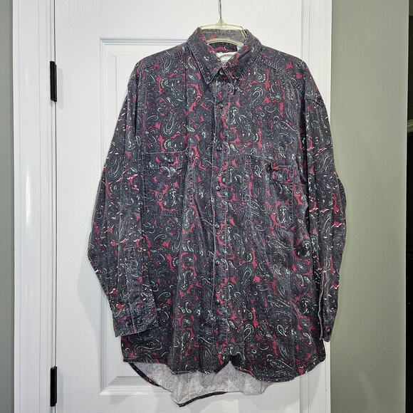 Green Mountain Dry‎ Goods Men's Large Paisley Print Button Down Shirt VTG - Picture 1 of 6